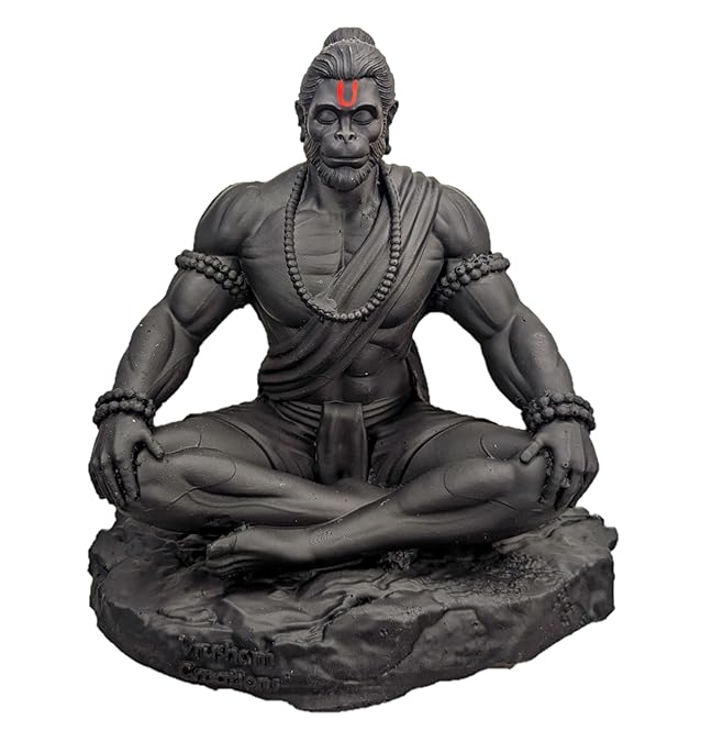 Meditating Hanuman Ji Murti - Bajrangbali Best Idol for Car Dashboard - PolyMarble Washable Material