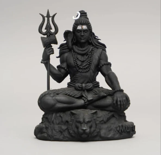 Mahayogi/Adiyogi Shiva Murti, Black, 3D Printed, Hindu Religious Statue of Adiyogi Shiva