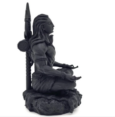 Mahayogi/Adiyogi Shiva Murti, Black, 3D Printed, Hindu Religious Statue of Adiyogi Shiva