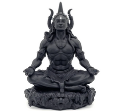 Mahayogi/Adiyogi Shiva Murti, Black, 3D Printed, Hindu Religious Statue of Adiyogi Shiva